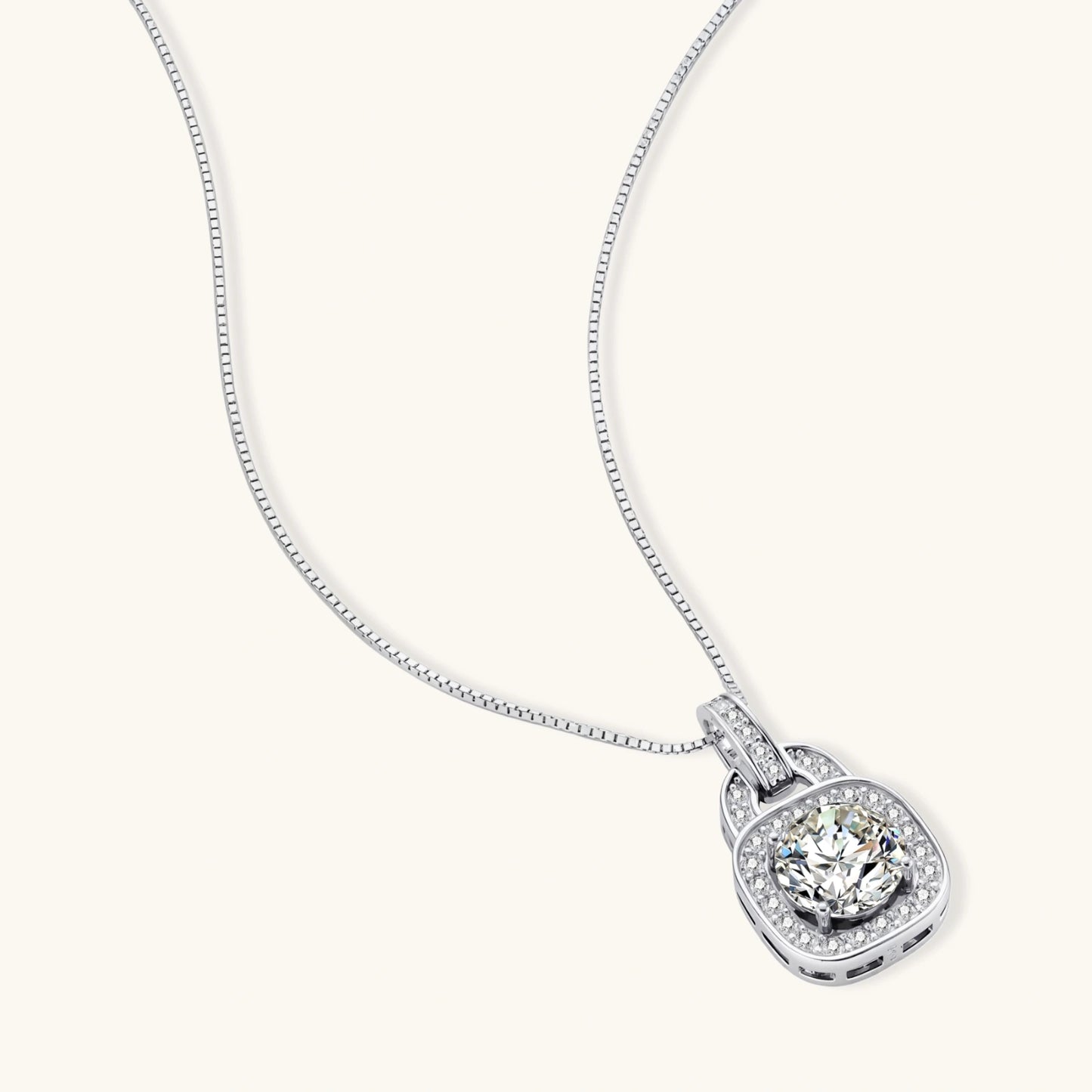Cushion Halo Moissanite Necklace