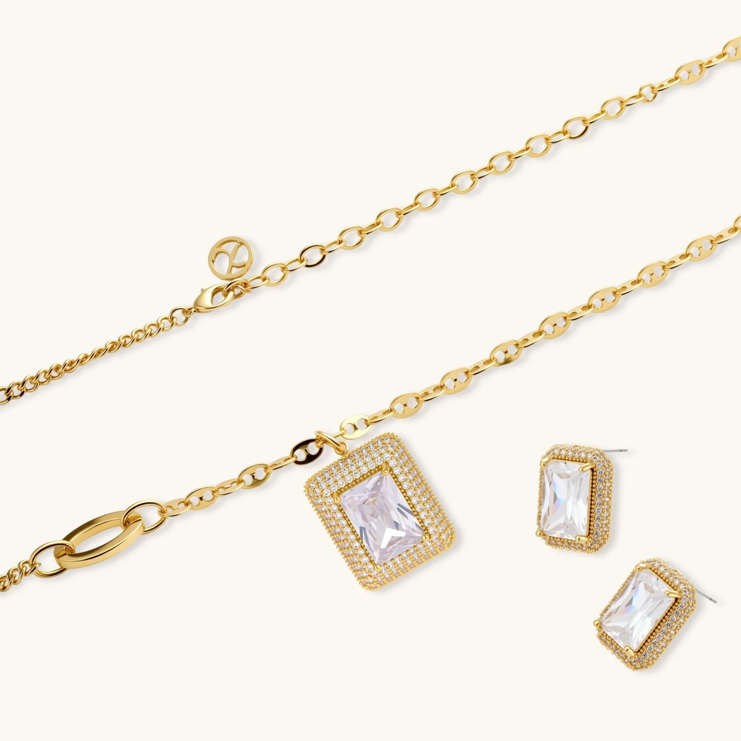 Emerald Cut Halo Set