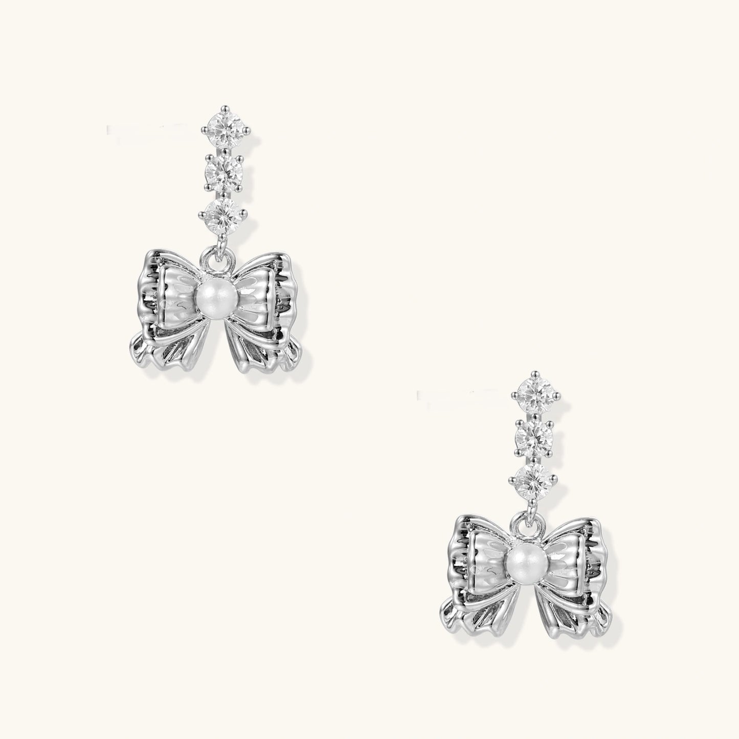 Pearl Bow Drop Earrings