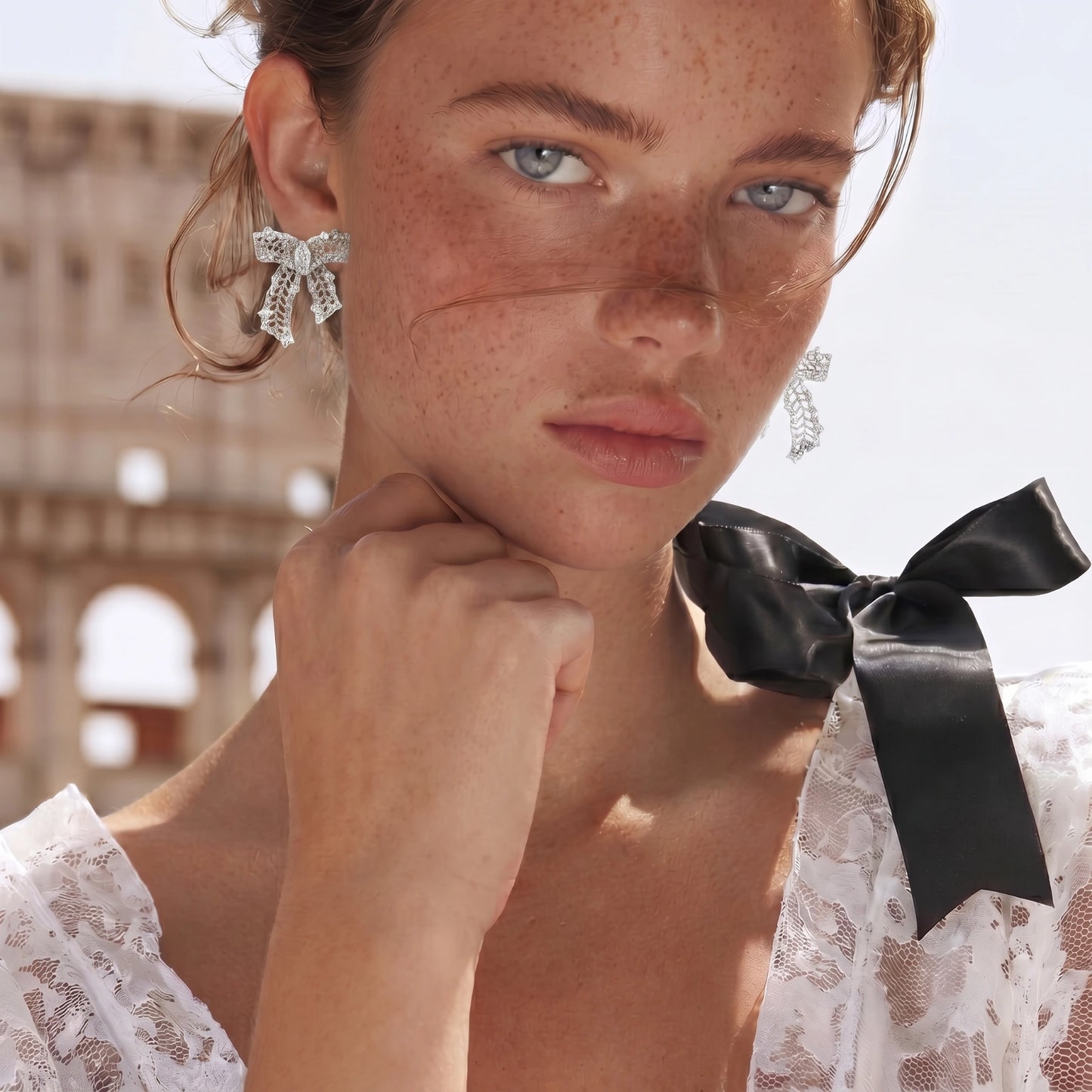 Lace Bow Earrings