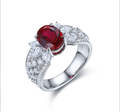 Oval-Cut Gemstone Leaf Cluster Statement Ring in 925 Sterling Silver