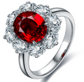 Oval-Cut Gemstone Floral Halo Ring in 925 Sterling Silver