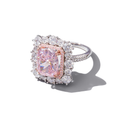 Pink Radiant-Cut Moissanite Double Halo Statement Ring in 925 Sterling Silver