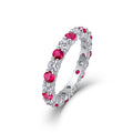 Round-Cut Moissanite Alternating Gemstone Eternity Band Ring in 925 Sterling Silver
