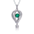 Round-Cut Lab Emerald Twisted Cage Pendant Necklace in 925 Sterling Silver