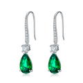 Pear-Cut Lab Emerald Pave Drop Earrings in 925 Sterling Silver