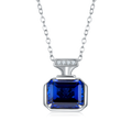Emerald-Cut Lab Sapphire Minimalist Pendant Necklace in 925 Sterling Silver