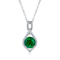 Round-Cut Lab Emerald Open Halo Pendant Necklace in 925 Sterling Silver