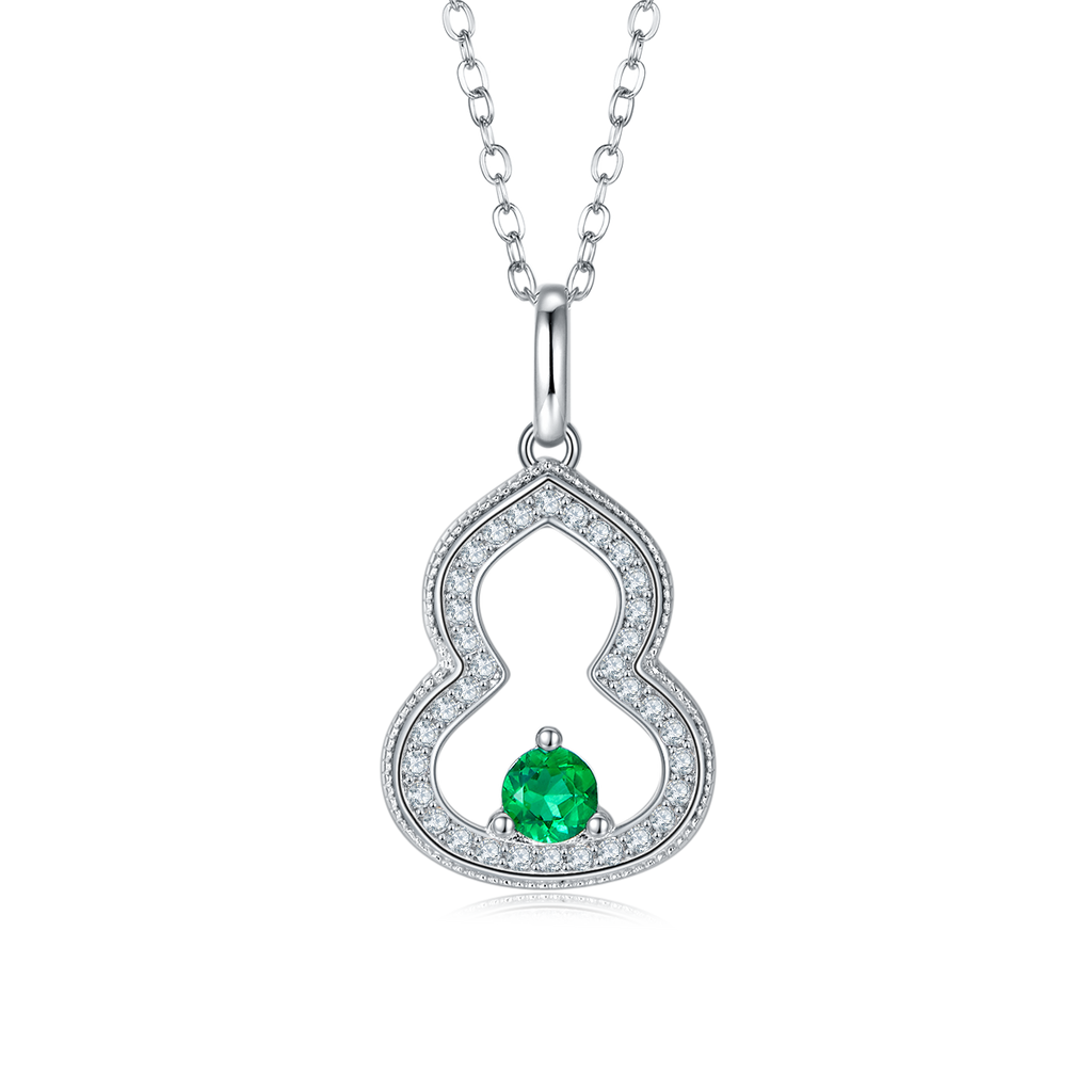 Round-Cut Lab-Grown Gemstone Open Teardrop Pendant Necklace in 925 Sterling Silver