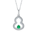Round-Cut Lab-Grown Gemstone Open Teardrop Pendant Necklace in 925 Sterling Silver