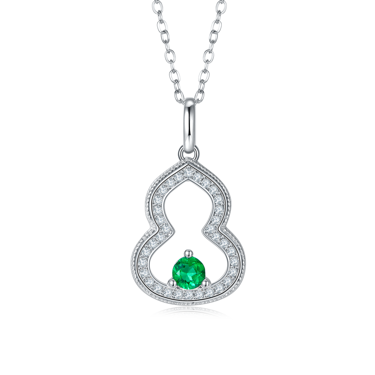 Round-Cut Lab-Grown Gemstone Open Teardrop Pendant Necklace in 925 Sterling Silver
