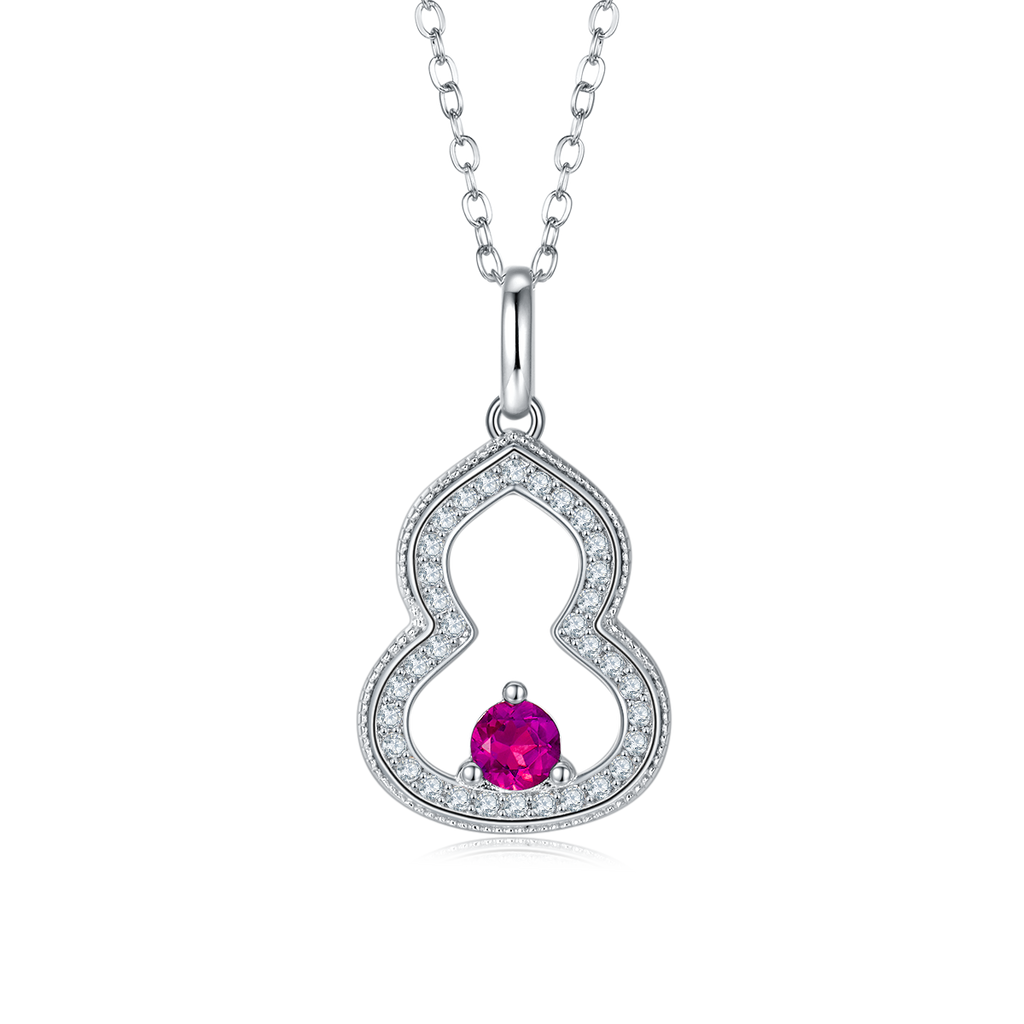 Round-Cut Lab-Grown Gemstone Open Teardrop Pendant Necklace in 925 Sterling Silver