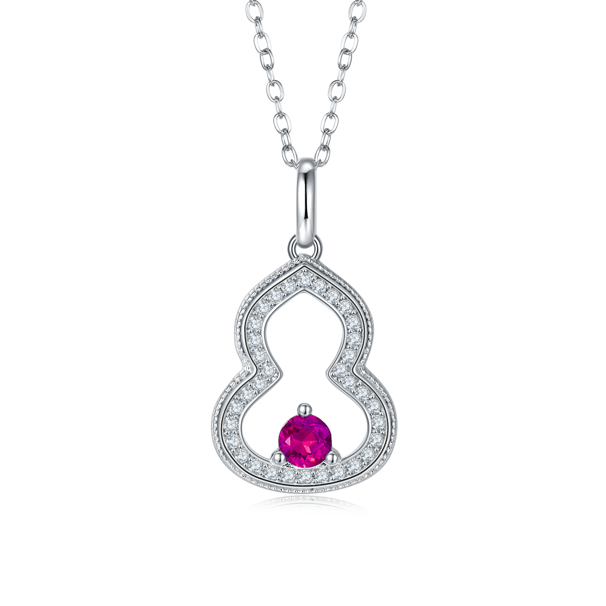 Round-Cut Lab-Grown Gemstone Open Teardrop Pendant Necklace in 925 Sterling Silver