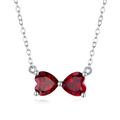 Heart-Cut Lab-Created Ruby Butterfly Pendant Necklace in 925 Sterling Silver