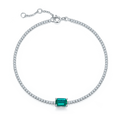 Emerald-Cut Emerald Center Tennis Bracelet in 925 Sterling Silver