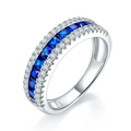 Princess-Cut Blue Sapphire Channel-Set Eternity Ring in 925 Sterling Silver