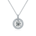 Round-Cut Moissanite Open Circle Halo Pendant Necklace in 925 Sterling Silver