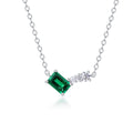 Emerald-Cut Lab Emerald Asymmetrical Three-Stone Pendant Necklace in 925 Sterling Silver