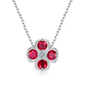 Round-Cut Lab-Grown Gemstone Lucky Four-Leaf Clover Necklace in 925 Sterling Silver