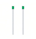 Emerald-Cut Lab Emerald Pave Tassel Drop Earrings in 925 Sterling Silver