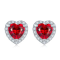 Heart-Cut Moissanite Halo Stud Earrings in 925 Sterling Silver