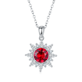 Round-Cut Lab Ruby Snowflake Halo Pendant Necklace in 925 Sterling Silver
