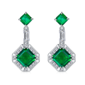 Asscher-Cut Lab Emerald Art Deco Drop Earrings in 925 Sterling Silver