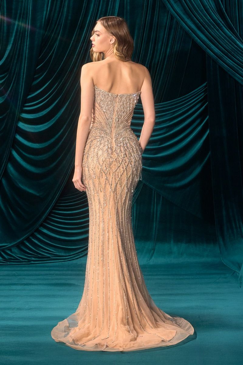 Crystal Beaded Sweetheart Mermaid Gown with Illusion Bodice